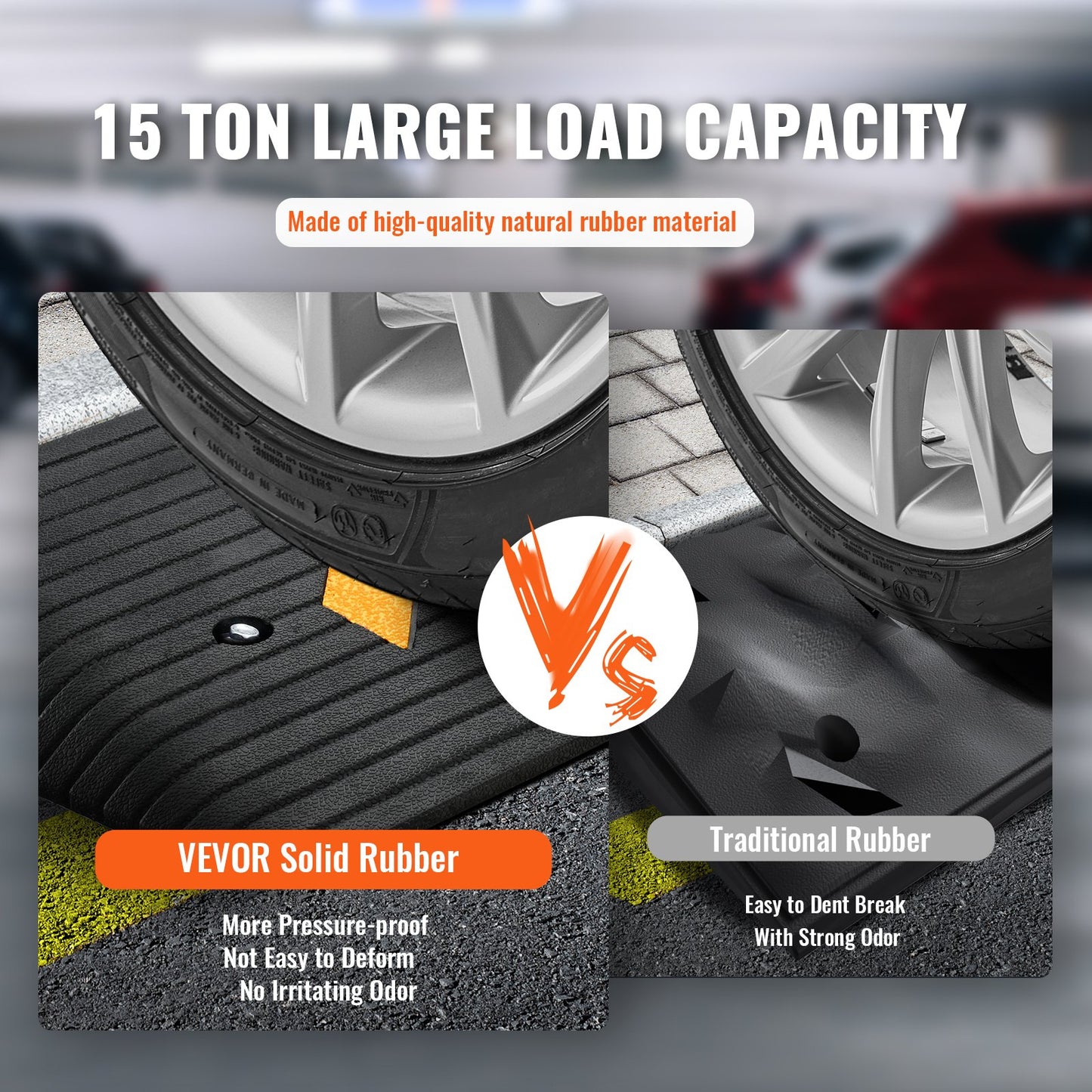 VEVOR Upgraded Rubber Threshold Ramp,Rise Door Ramp With 1 Channel, Natural Rubber Car Ramp With Non-Slip Textured Surface, 33069 Lbs Load Capacity Curb Ramp For Wheelchair And Scooter