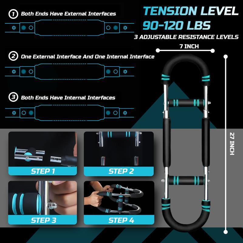 Twist Bar Arm Trainer, Adjustable Resistance From 90 To 120 Lbs, Suitable For Home And Gym Use, For Arm, Chest, And Shoulder Training