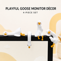 Cute Goose Monitor & Car Decorations – 4-Piece Resin Set