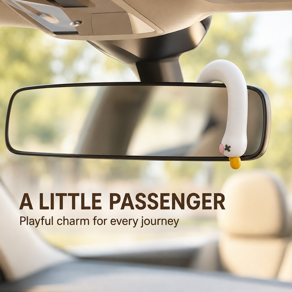 Cute Goose Monitor & Car Decorations – 4-Piece Resin Set