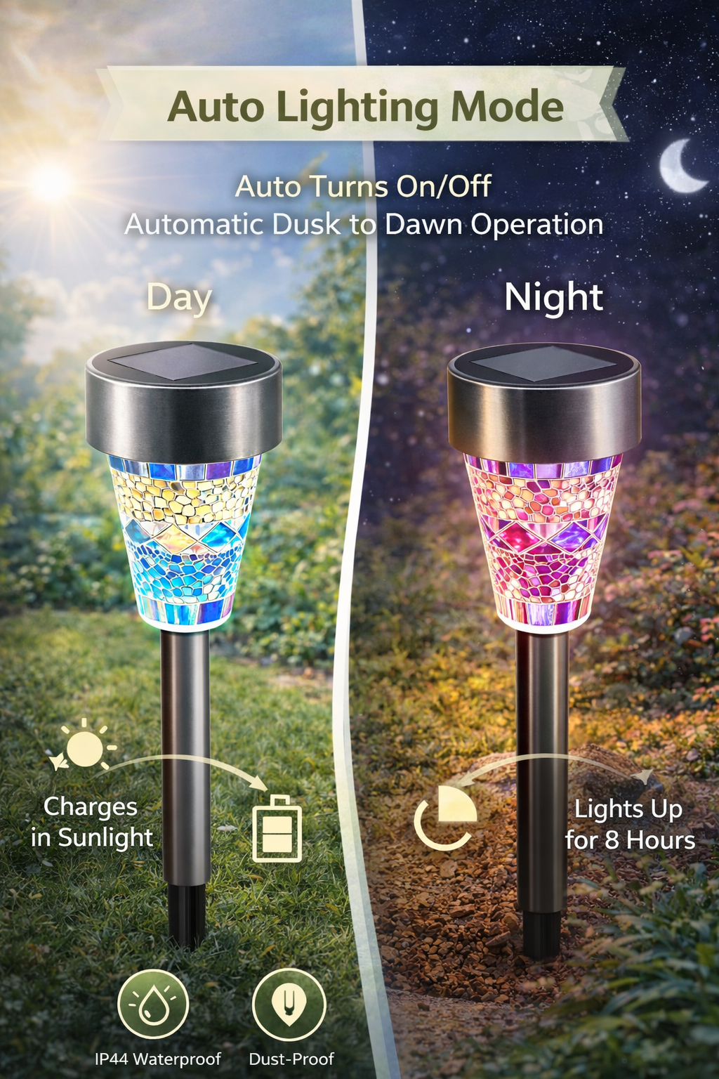 6Packs Solar Garden Lights Outdoor Solar Pathway Lights IP44 Water Resistant Landscape Lights