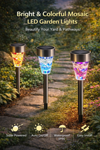 6Packs Solar Garden Lights Outdoor Solar Pathway Lights IP44 Water Resistant Landscape Lights