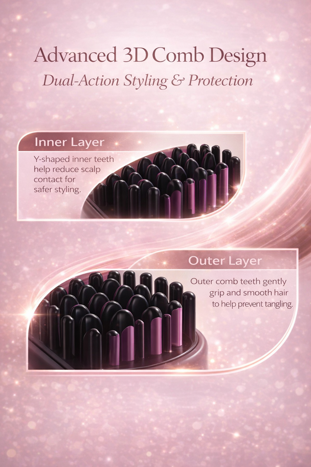 Mini Hair Straightener Comb – Cordless, Portable & Rechargeable with Type-C Charging