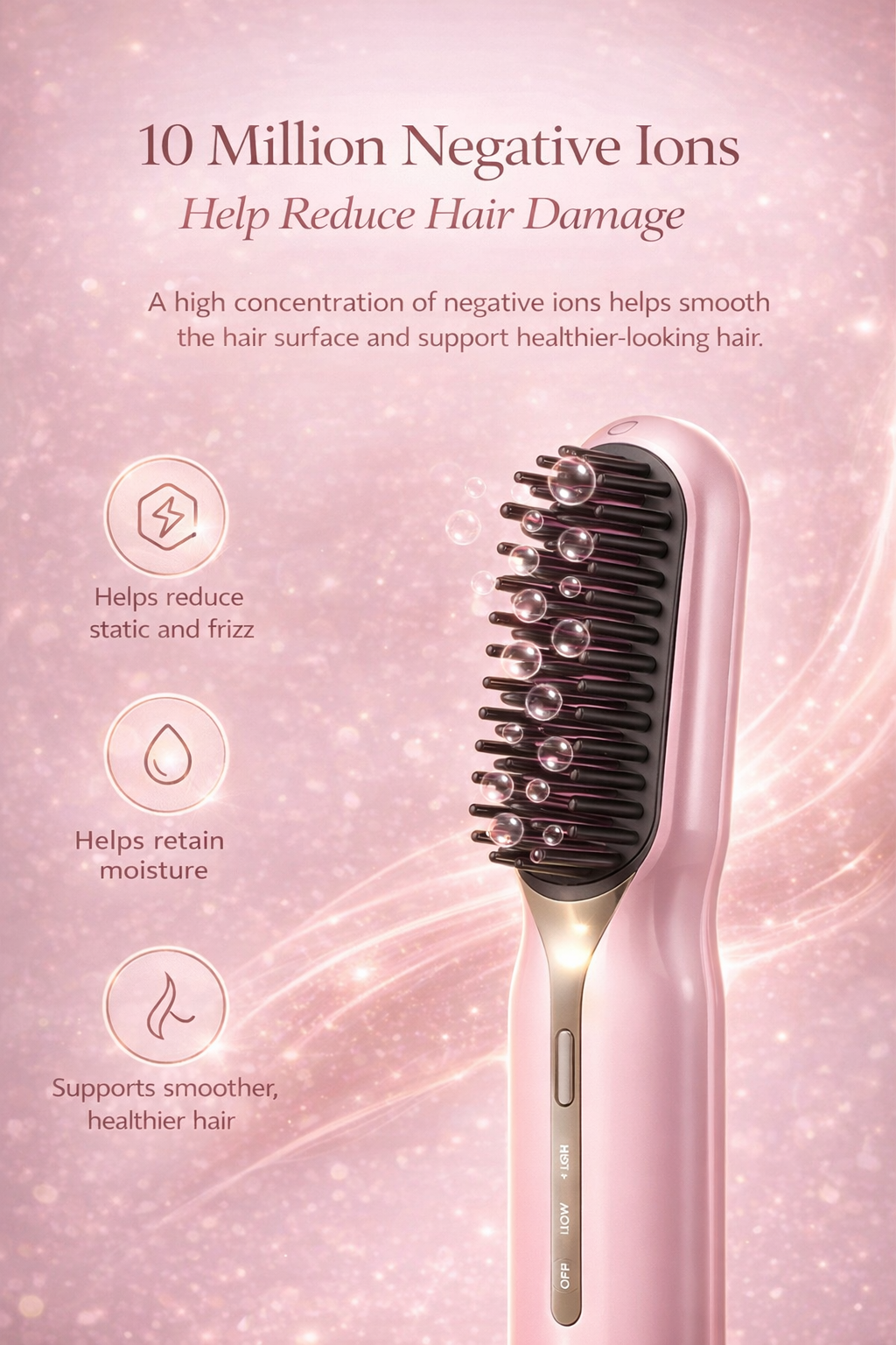 Mini Hair Straightener Comb – Cordless, Portable & Rechargeable with Type-C Charging