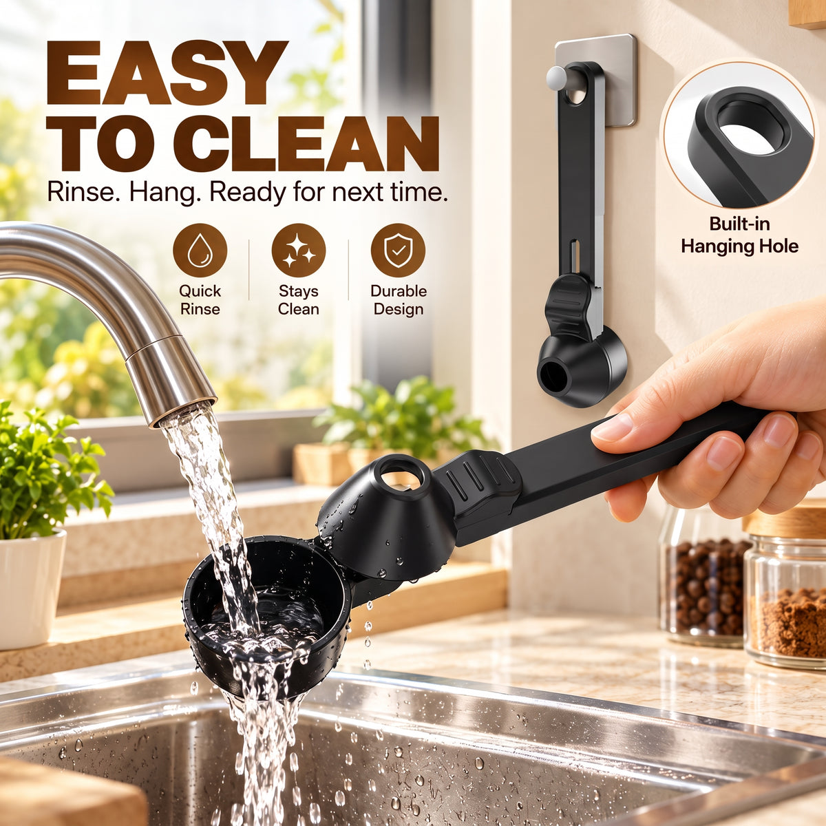 Coffee Scoop with Funnel for Ground Coffee & Protein Powder – 2 Tbsp