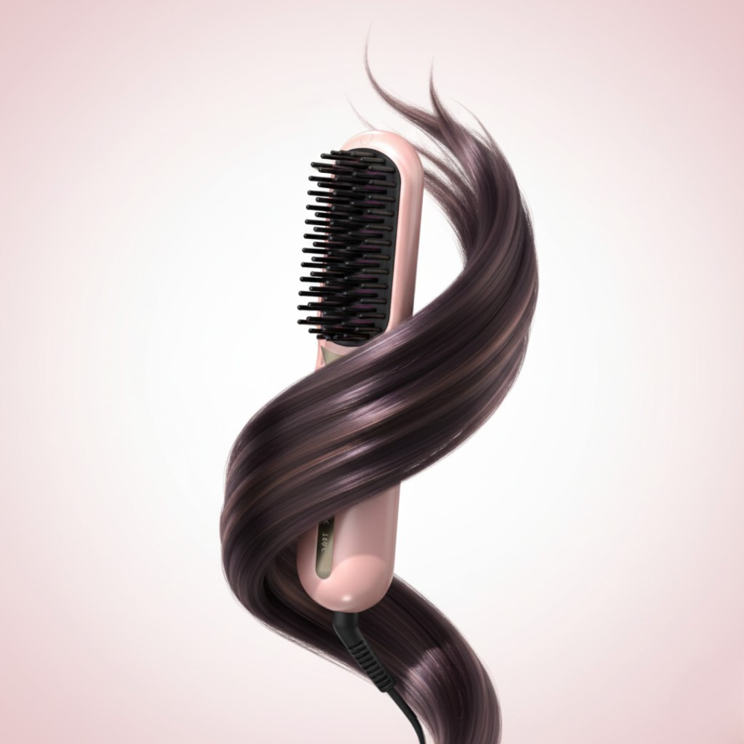 Mini Hair Straightener Comb – Cordless, Portable & Rechargeable with Type-C Charging