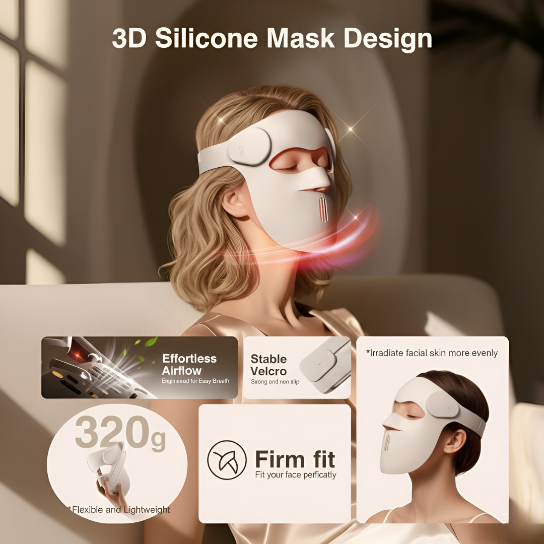 Red Light Therapy Face Mask – 3D Wireless LED Light Therapy Mask (8 Colors) for Anti-Aging, Acne & Wrinkle Reduction