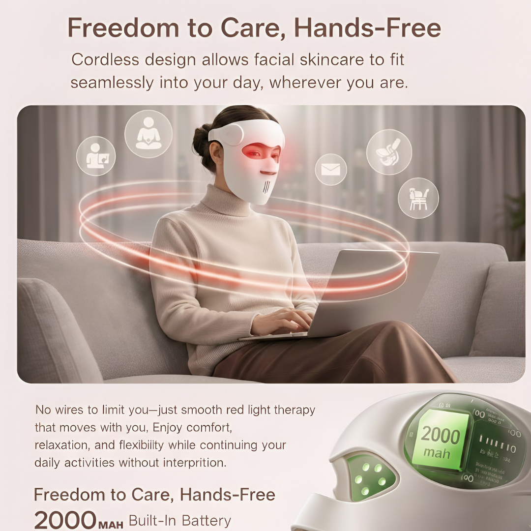 Red Light Therapy Face Mask – 3D Wireless LED Light Therapy Mask (8 Colors) for Anti-Aging, Acne & Wrinkle Reduction